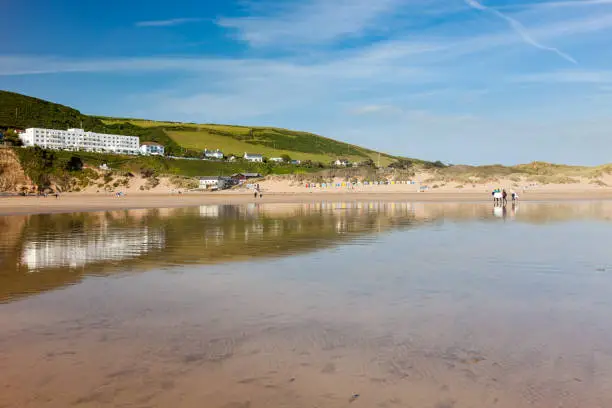 Saunton Sands seen from the beach at low tide