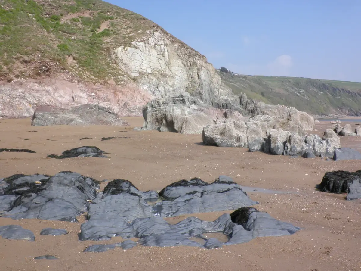 Coastal scene near Bigbury-on-Sea, used as a representative image for Burgh Island Hotel