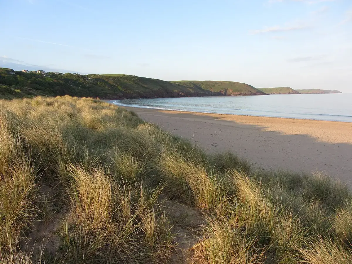 Coastal scene near Freshwater East, used as a representative location image for East Trewent Farm