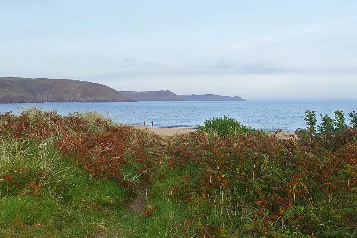 Coastal scene near Freshwater East, used as a representative image for East Trewent Farm