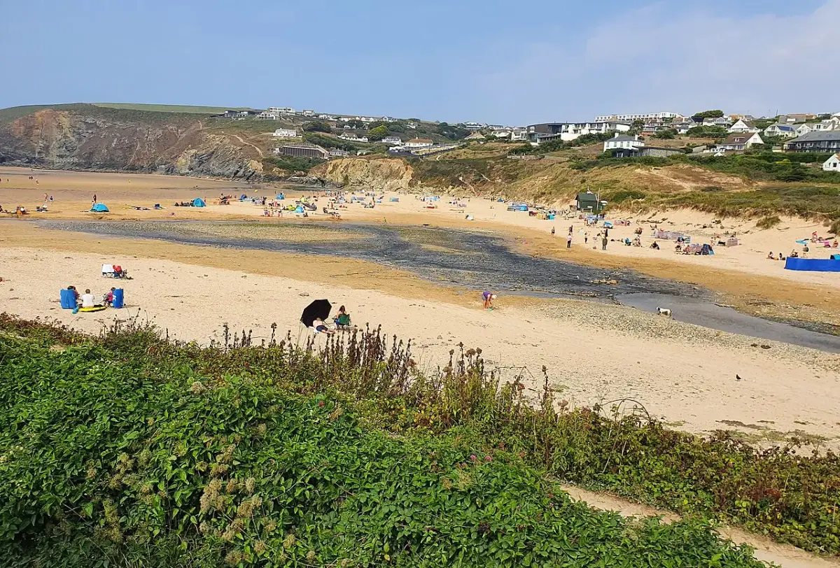 Coastal scene near Mawgan Porth, used as a representative image for The Headland Hotel and Spa