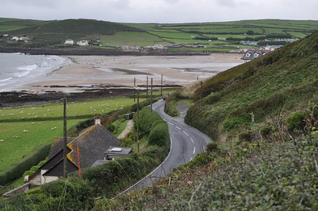The B3231 with Croyde beach in full view