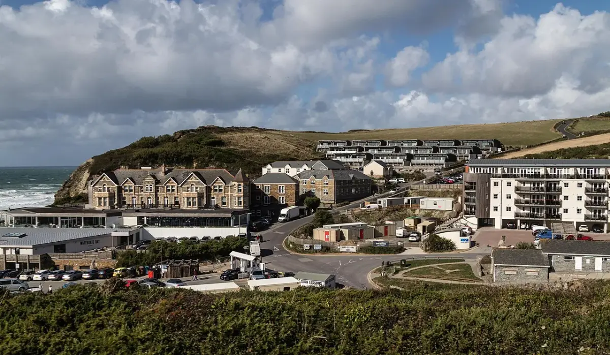 Coastal scene near Watergate Bay, used as a representative image for Newquay Holiday Park