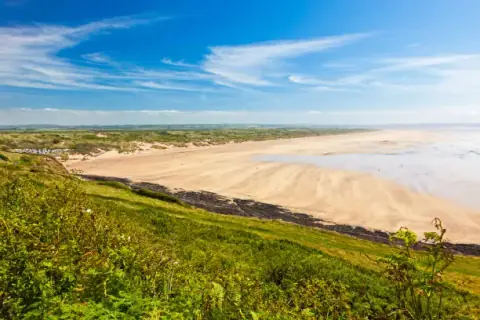 Saunton Sands seen from the clifftop near the Saunton Sands Hotel