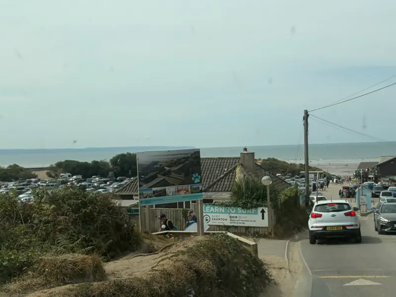 The road down to the Saunton Sands beach car park
