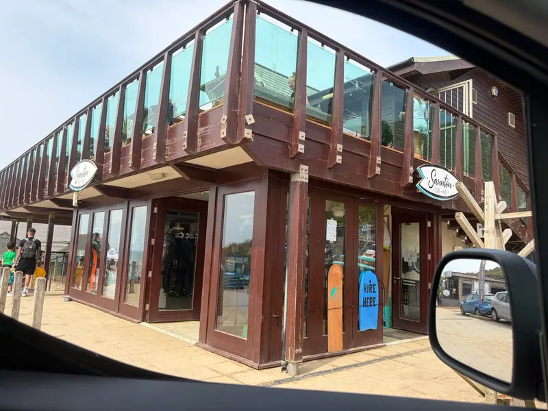 The beach shop and café building at the Saunton Sands car park