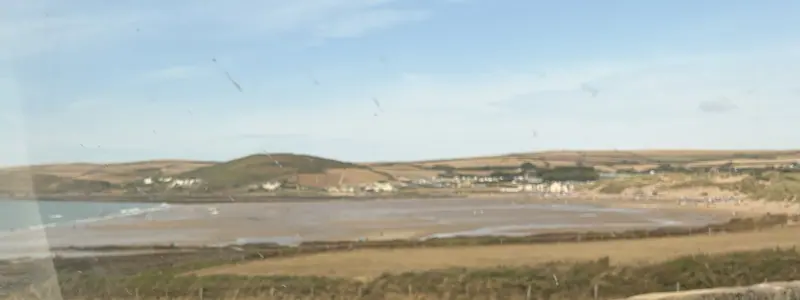 Croyde Bay and the village from the road above Down End
