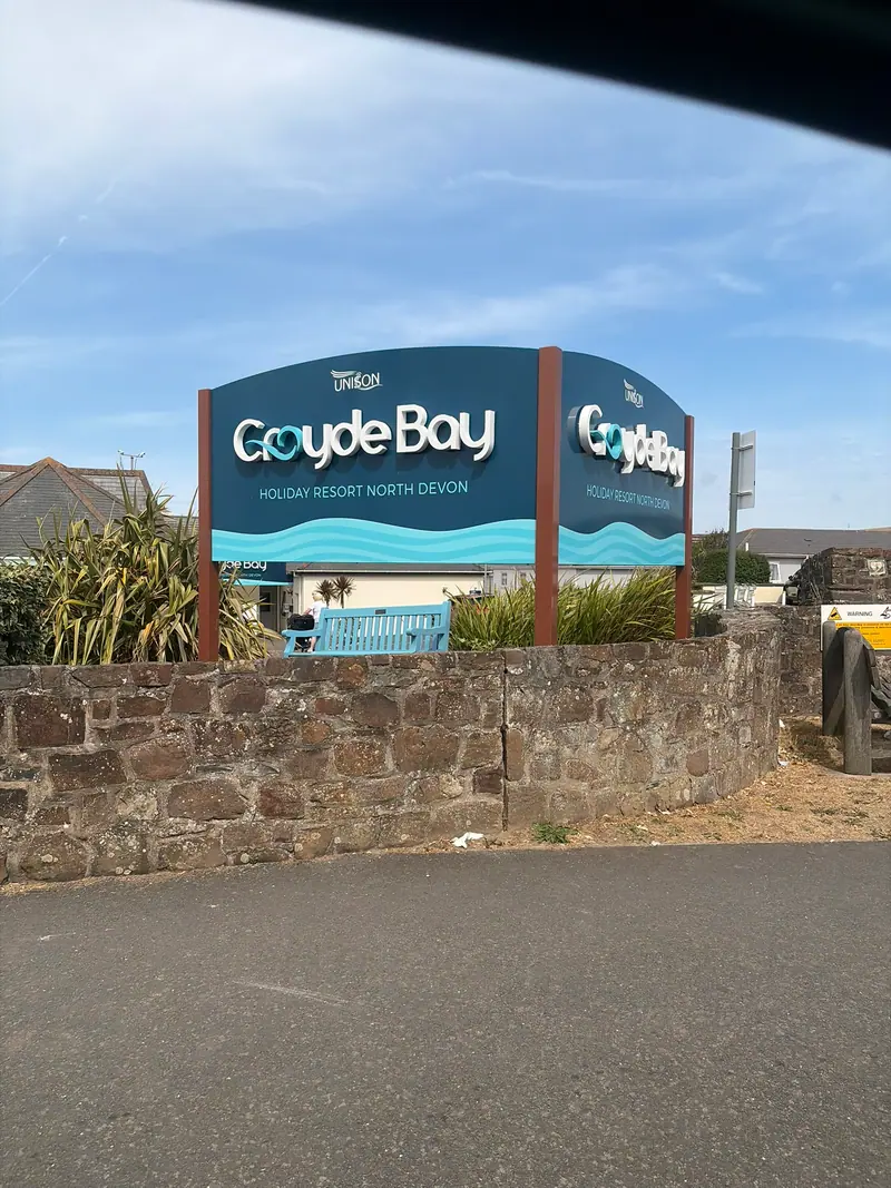Croyde Bay Holiday Resort sign, a short drive north of Saunton